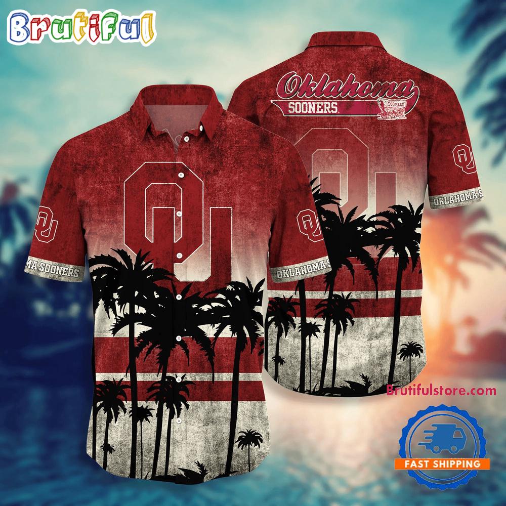Sportswearmerch Oklahoma Sooners NCAA Palm Tree Tropical Summer Beach Hawaiian Shirt For Fan
