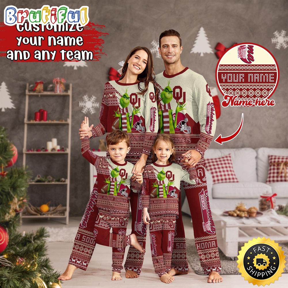 Sportswearmerch Oklahoma Sooners NCAA Personalized Pajamas Family For Fan