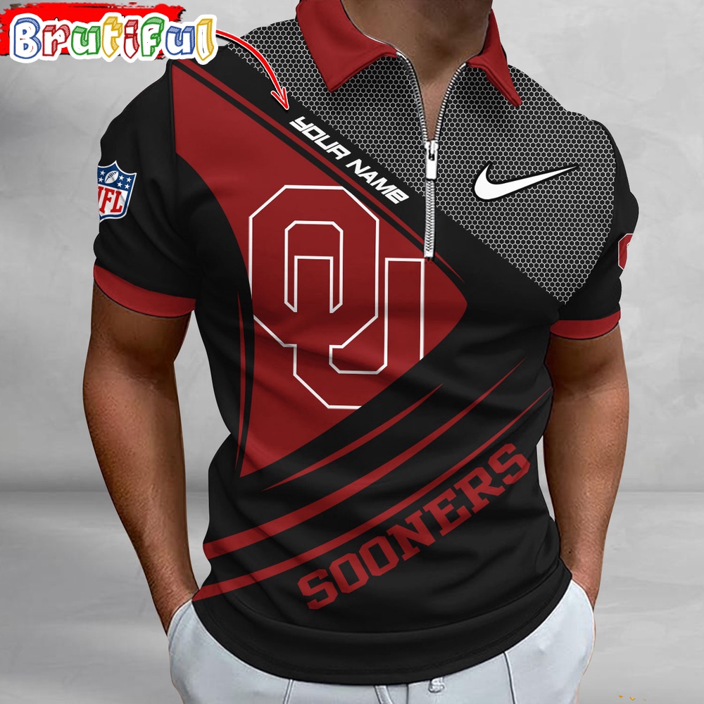 Sportswearmerch Oklahoma Sooners NCAA Personalized Zip Polo Shirt For Fan