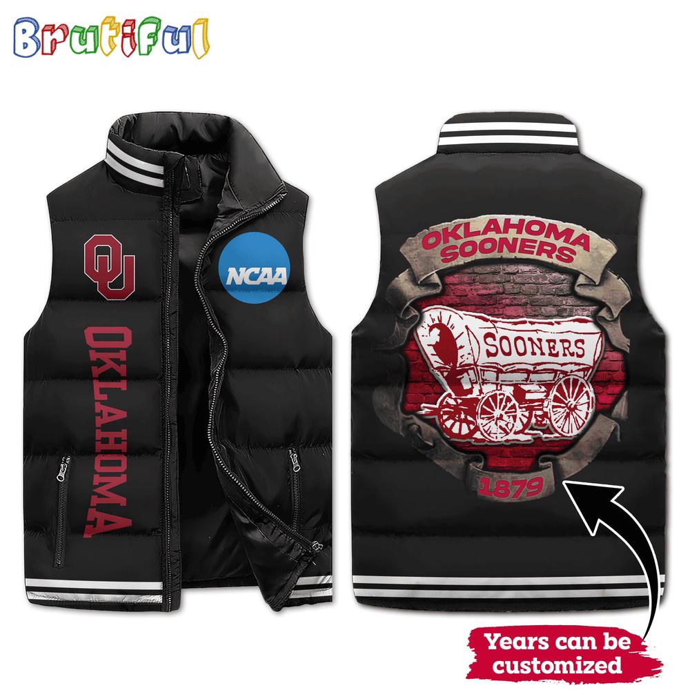 Sportswearmerch Oklahoma Sooners NCAA Sleeveless Puffer Jacket For Fan