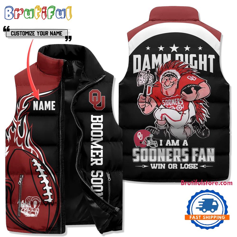 Sportswearmerch Oklahoma Sooners NCAA Sleeveless Puffer Jacket For Fan
