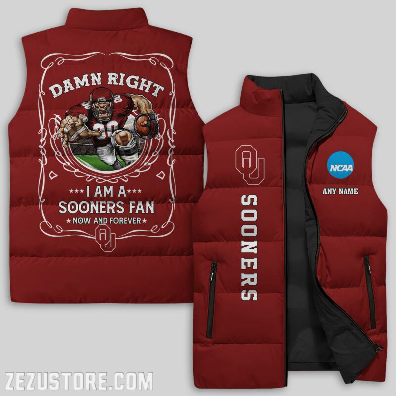 Sportswearmerch Oklahoma Sooners NCAA Sleeveless Puffer Jacket For Fans
