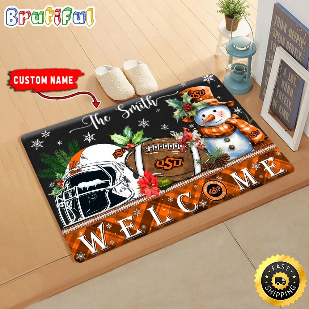 Sportswearmerch Oklahoma State Cowboys NCAA Christmas Doormat For Fan