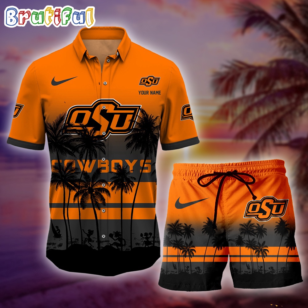 Sportswearmerch Oklahoma State Cowboys NCAA Palm Tree Summer Personalized Set Short Set For Fan