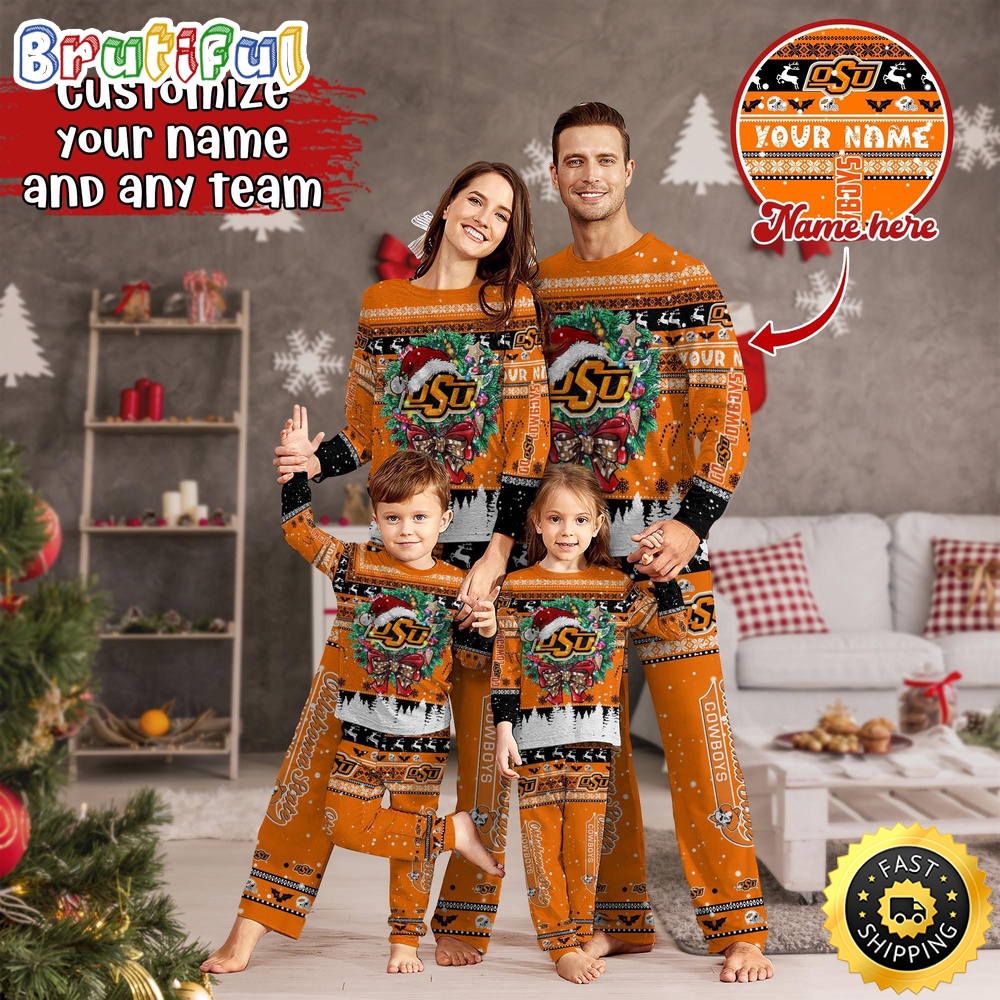 Sportswearmerch Oklahoma State Cowboys NCAA Personalized Pajamas Family For Fan