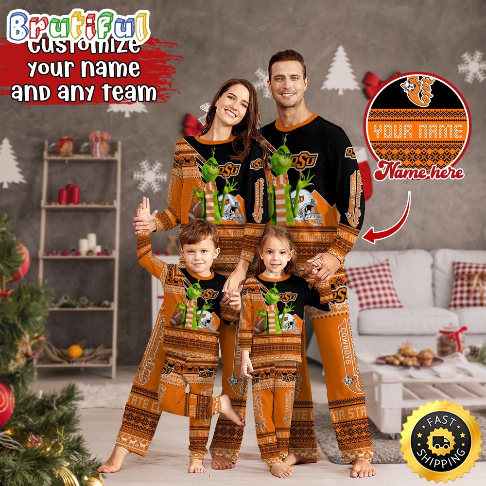 Sportswearmerch Oklahoma State Cowboys NCAA Personalized Pajamas Family For Fan