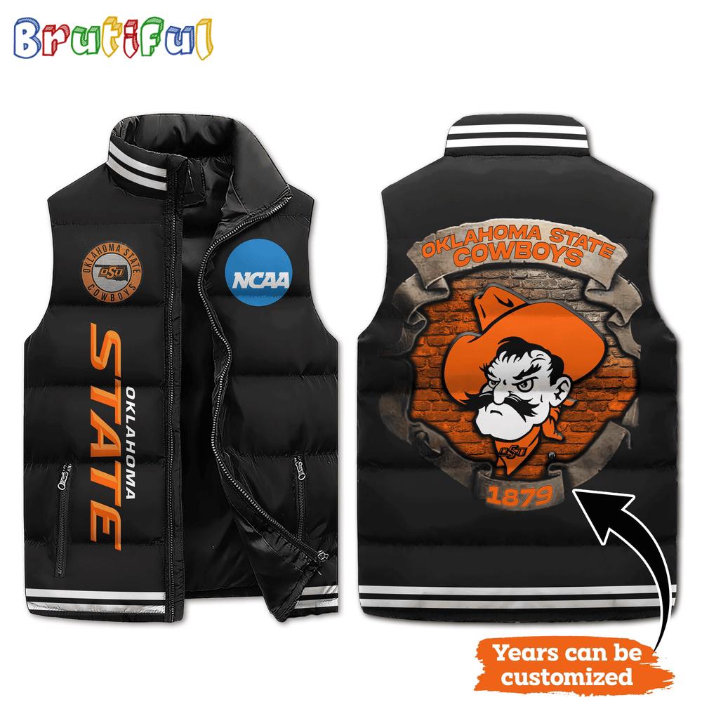 Sportswearmerch Oklahoma State Cowboys NCAA Sleeveless Puffer Jacket For Fan
