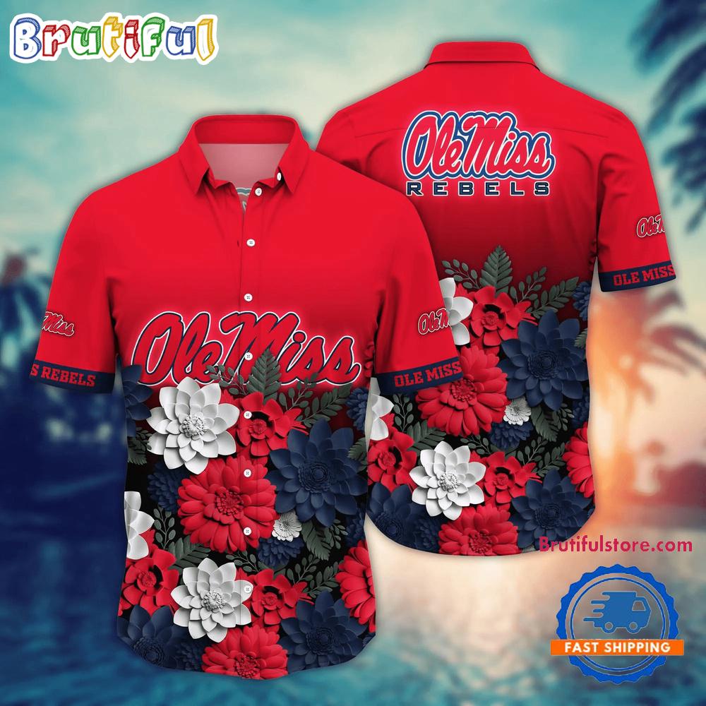 Sportswearmerch Ole Miss Rebels NCAA Flower Tropical Summer Beach Hawaiian Shirt For Fan