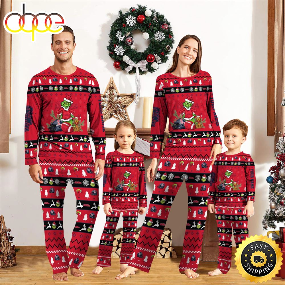 Sportswearmerch Ole Miss Rebels NCAA Grinch Christmas Personalized Pajamas For Fan