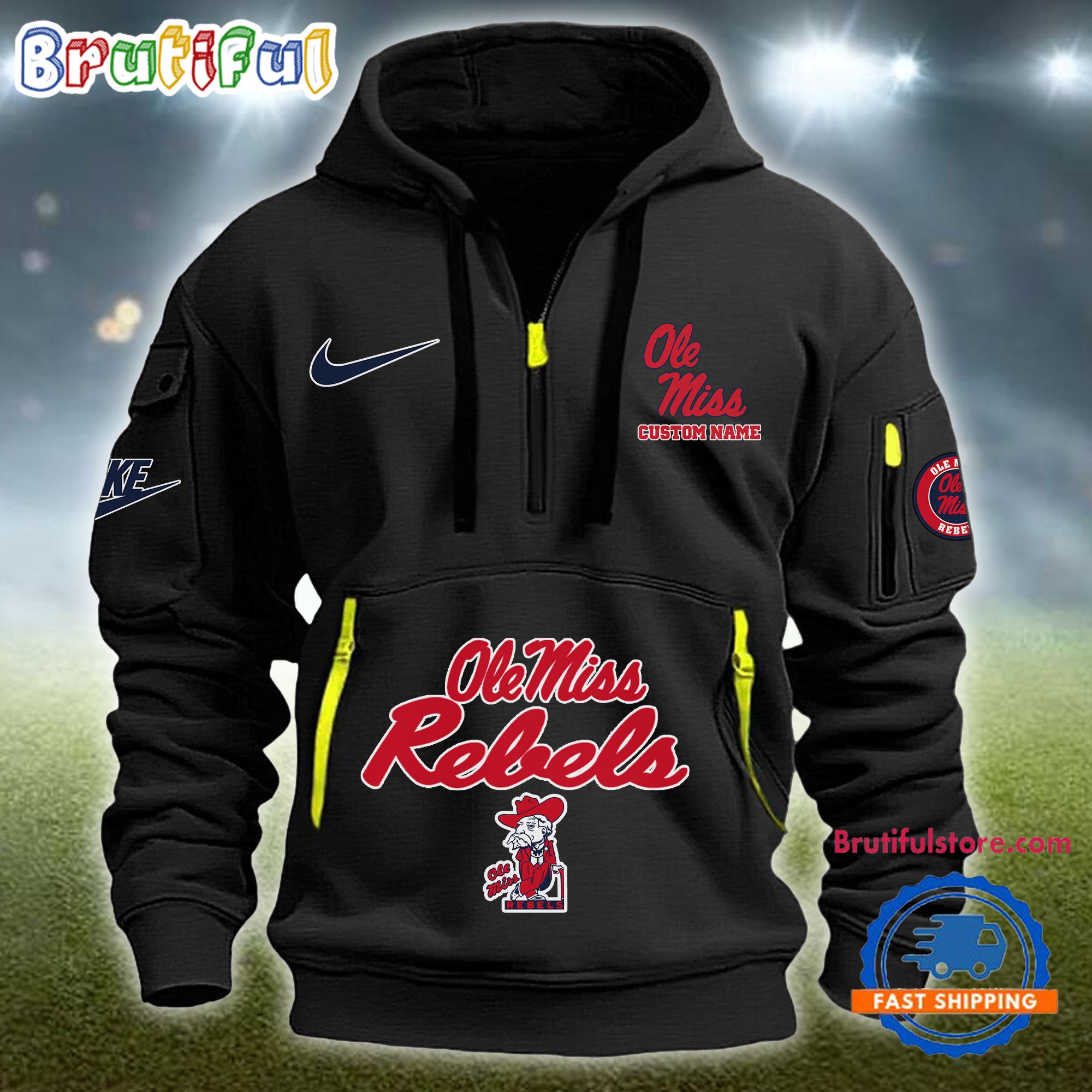 Sportswearmerch Ole Miss Rebels NCAA Half Zip Hoodie For Fan
