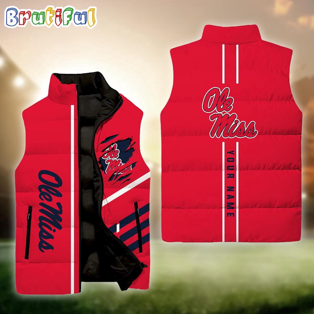 Sportswearmerch Ole Miss Rebels NCAA Personalized Sleeveless Down Puffer Jacket For Fan