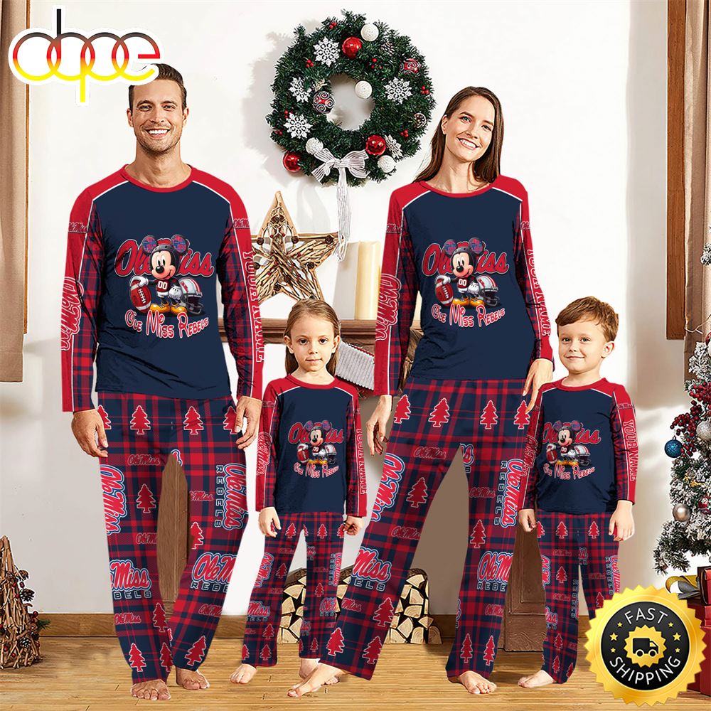 Sportswearmerch Ole Miss Rebels NCAA x Mickey Mouse Personalized Pajamas Family For Fan