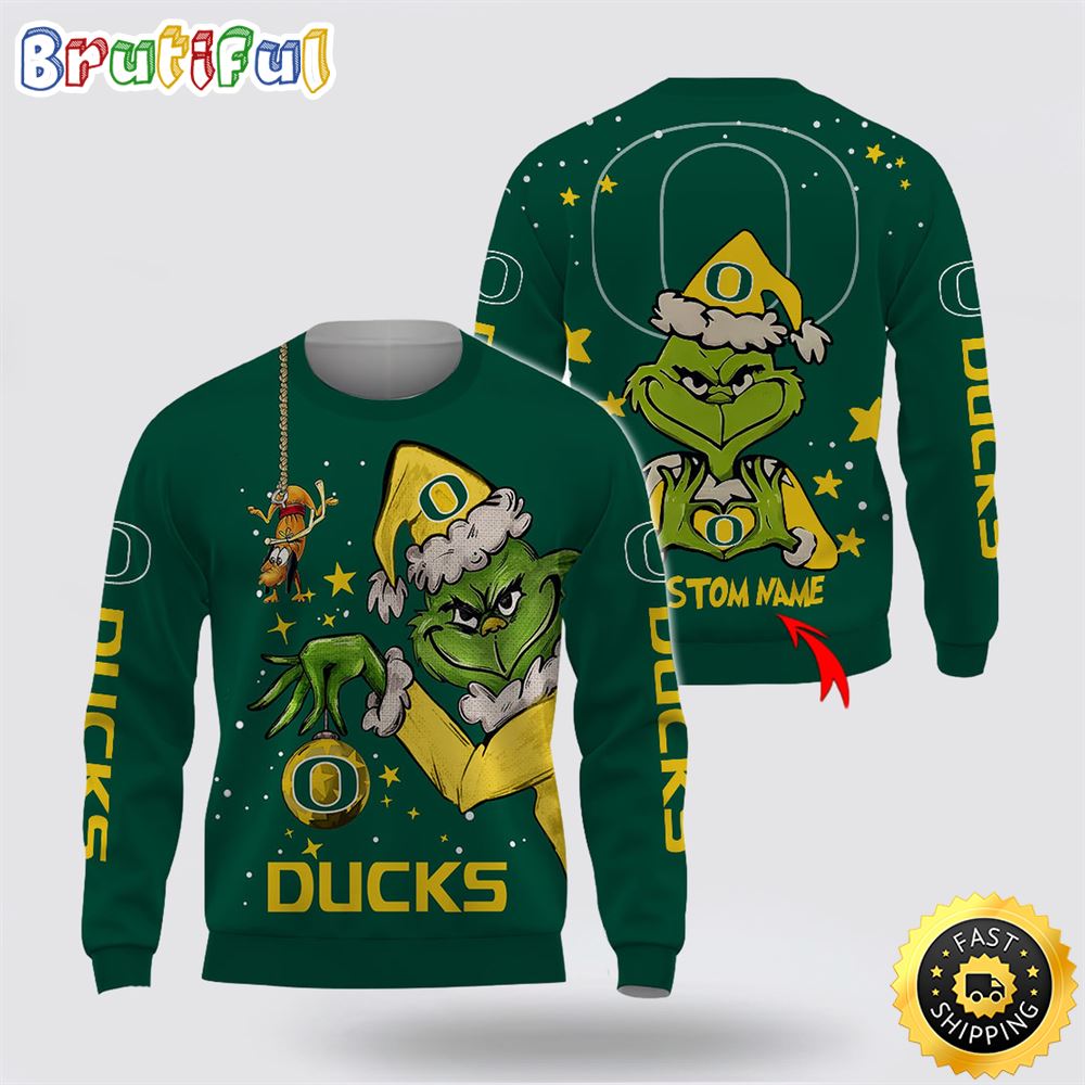 Sportswearmerch Oregon Ducks NCAA Grinch Christmas Football Sweater For Fan