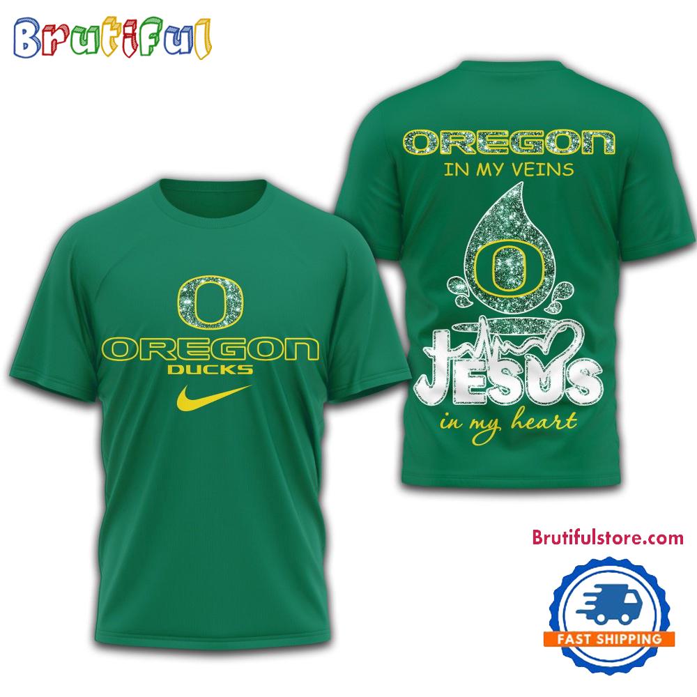 Sportswearmerch Oregon Ducks NCAA Jesus In My Heart T-Shirt For Fan