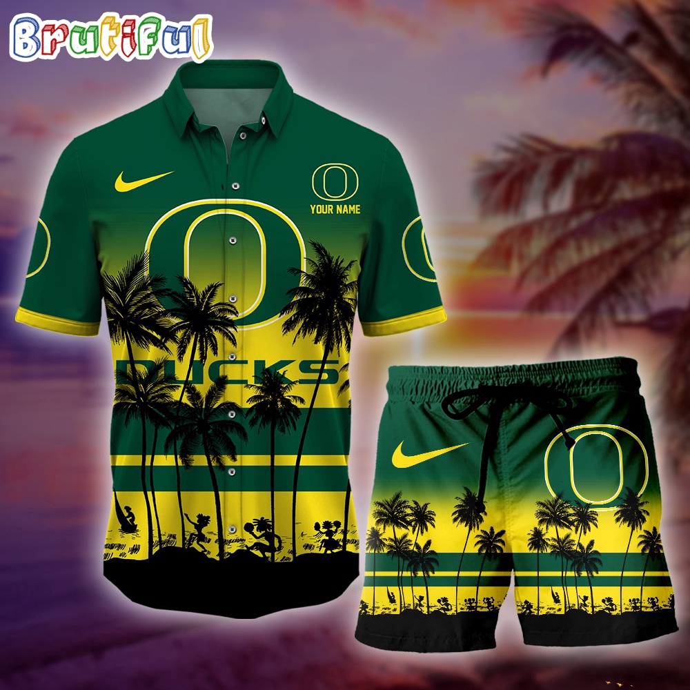 Sportswearmerch Oregon Ducks NCAA Palm Tree Summer Personalized Set Short Set For Fan
