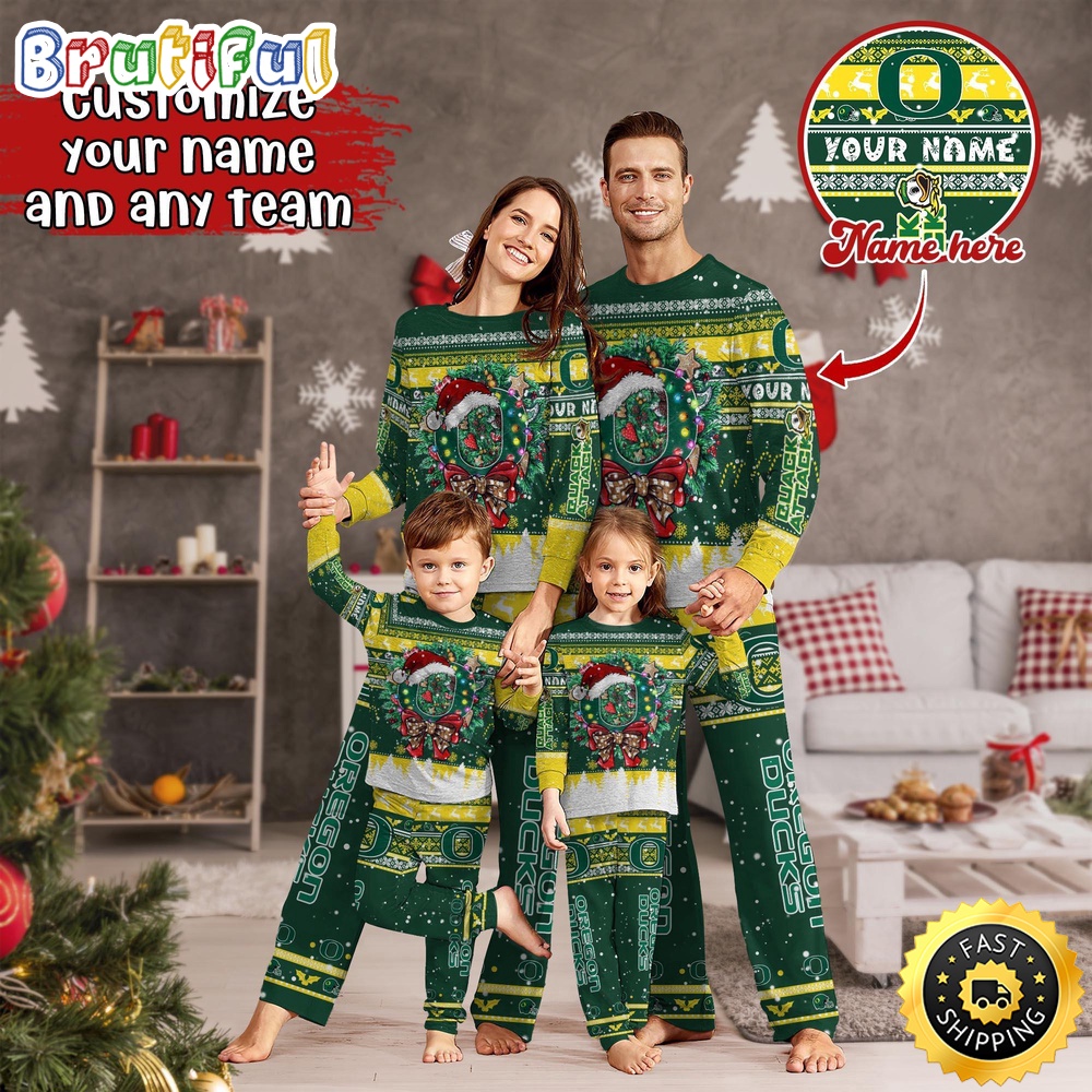 Sportswearmerch Oregon Ducks NCAA Personalized Pajamas Family For Fan