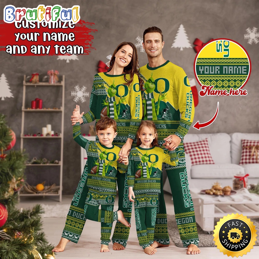 Sportswearmerch Oregon Ducks NCAA Personalized Pajamas Family For Fan
