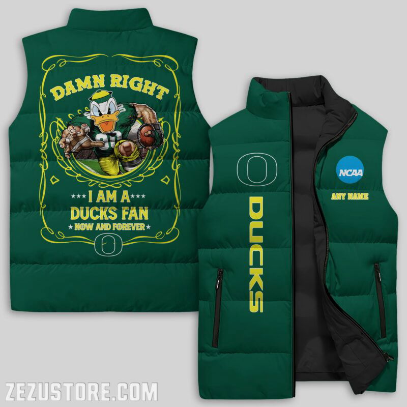 Sportswearmerch Oregon Ducks NCAA Sleeveless Puffer Jacket For Fans