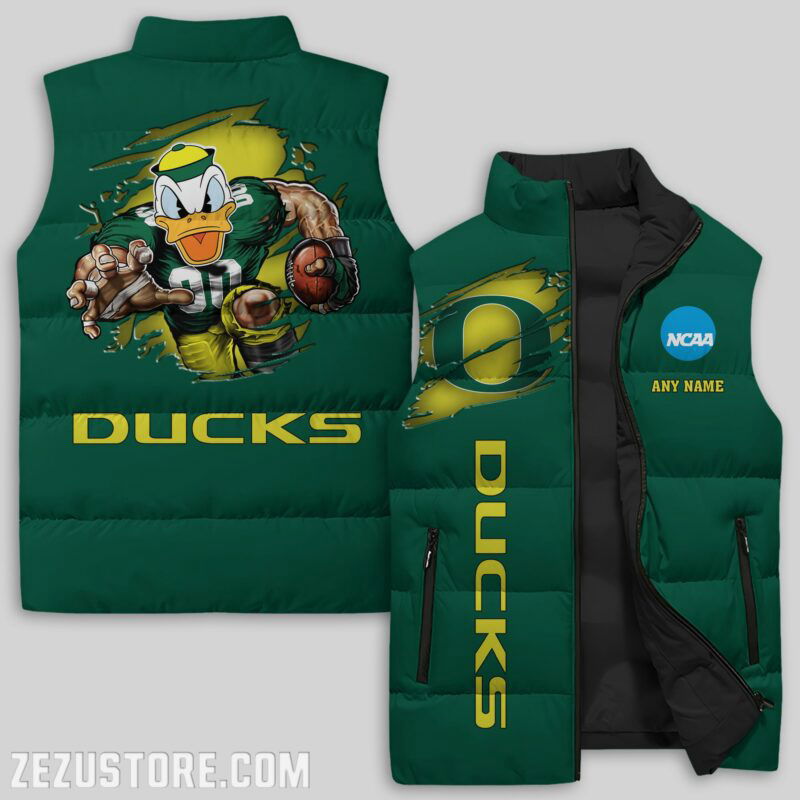 Sportswearmerch Oregon Ducks NCAA Sleeveless Puffer Jacket For Fans