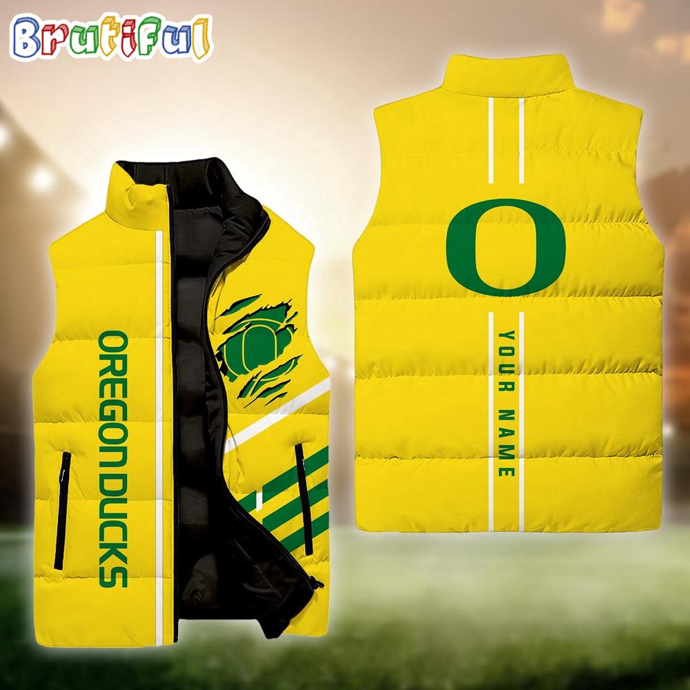Sportswearmerch Oregon Oregon Ducks NCAA NCAA Personalized Sleeveless Down Puffer Jacket For Fan