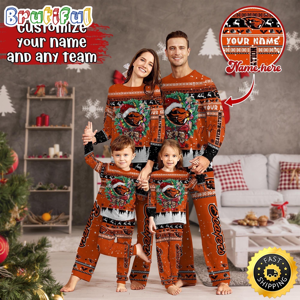 Sportswearmerch Oregon State Beavers NCAA Personalized Pajamas Family For Fan