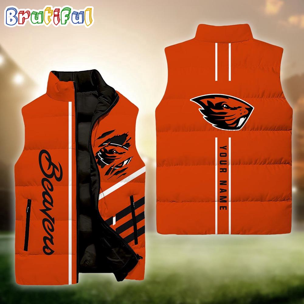 Sportswearmerch Oregon State Beavers NCAA Personalized Sleeveless Down Puffer Jacket For Fan
