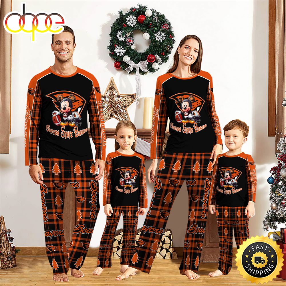 Sportswearmerch Oregon State Beavers NCAA x Mickey Mouse Personalized Pajamas Family For Fan