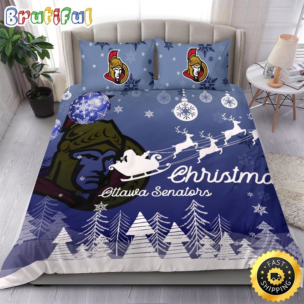 Sportswearmerch Ottawa Senators NHL Christmas Bedding Sets For Fan