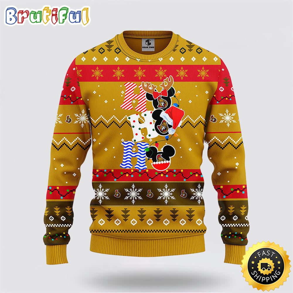 Sportswearmerch Ottawa Senators NHL Mickey Ugly Christmas Sweater For Fan