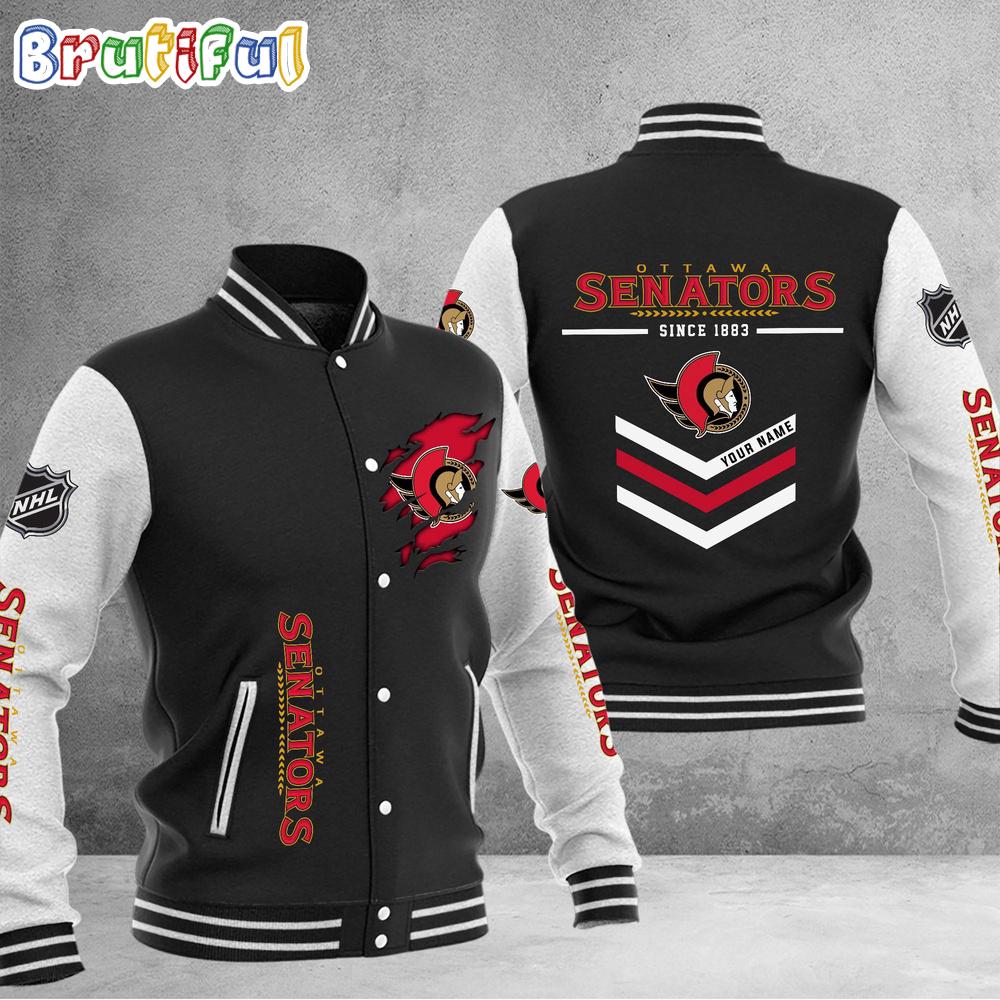 Sportswearmerch Ottawa Senators NHL Personalized Baseball Jacket For Fan