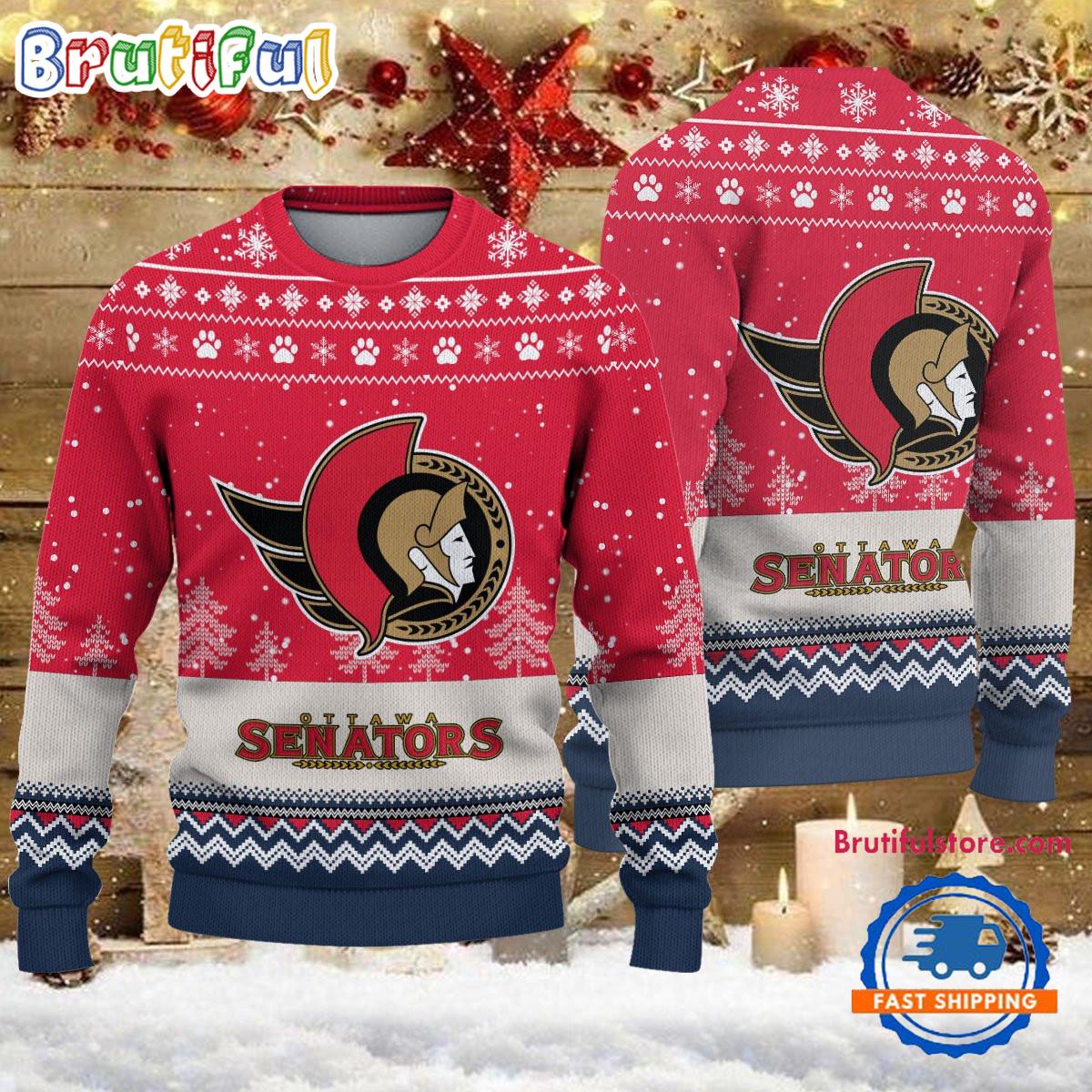Sportswearmerch Ottawa Senators NHL Personalized Christmas Sweater For Fan