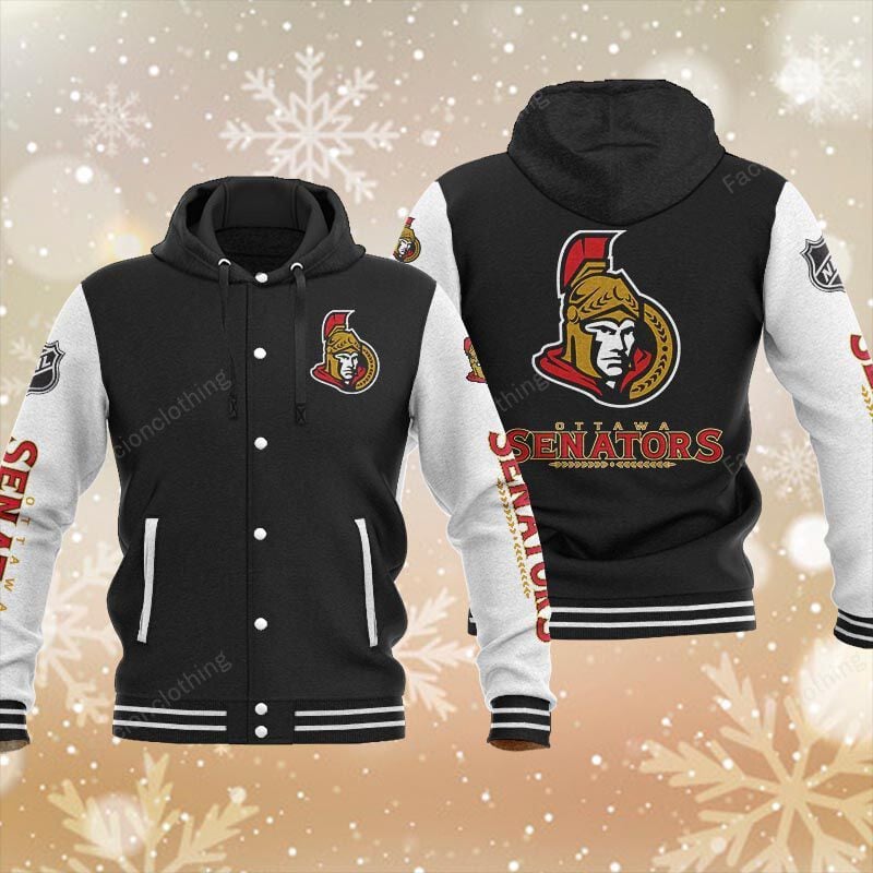 Sportswearmerch Ottawa Senators NHL Personalized Hooded Baseball Jacket For Fan
