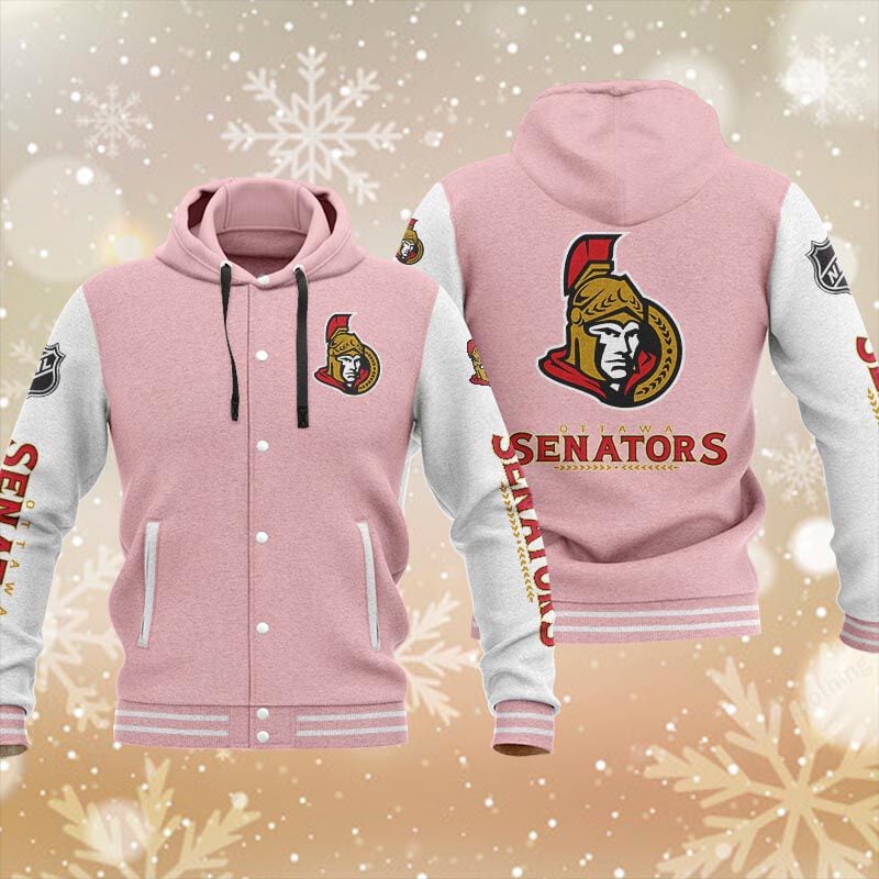Sportswearmerch Ottawa Senators NHL Personalized Hooded Baseball Jacket For Fan