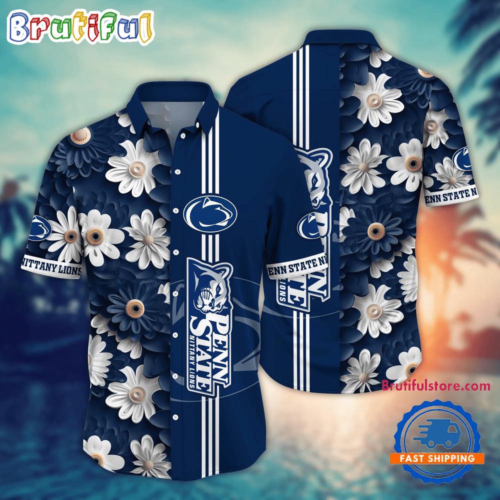 Sportswearmerch Penn State Nittany Lions NCAA Flower Summer Personalized Hawaiian Shirt For Fan