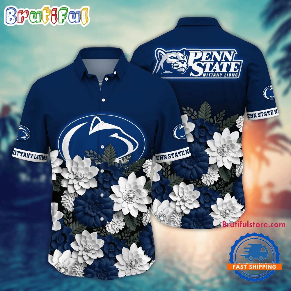 Sportswearmerch Penn State Nittany Lions NCAA Flower Tropical Summer Beach Hawaiian Shirt For Fan