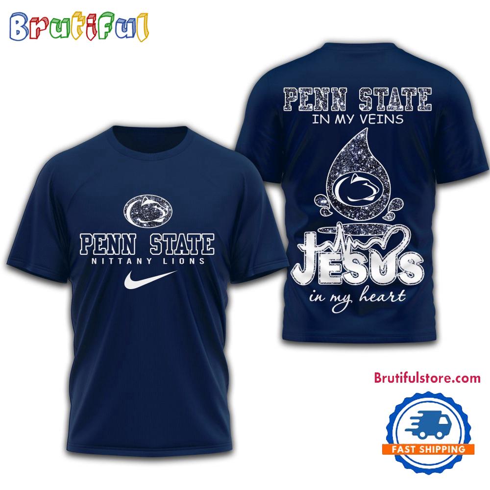 Sportswearmerch Penn State Nittany Lions NCAA Jesus In My Heart T-Shirt For Fan