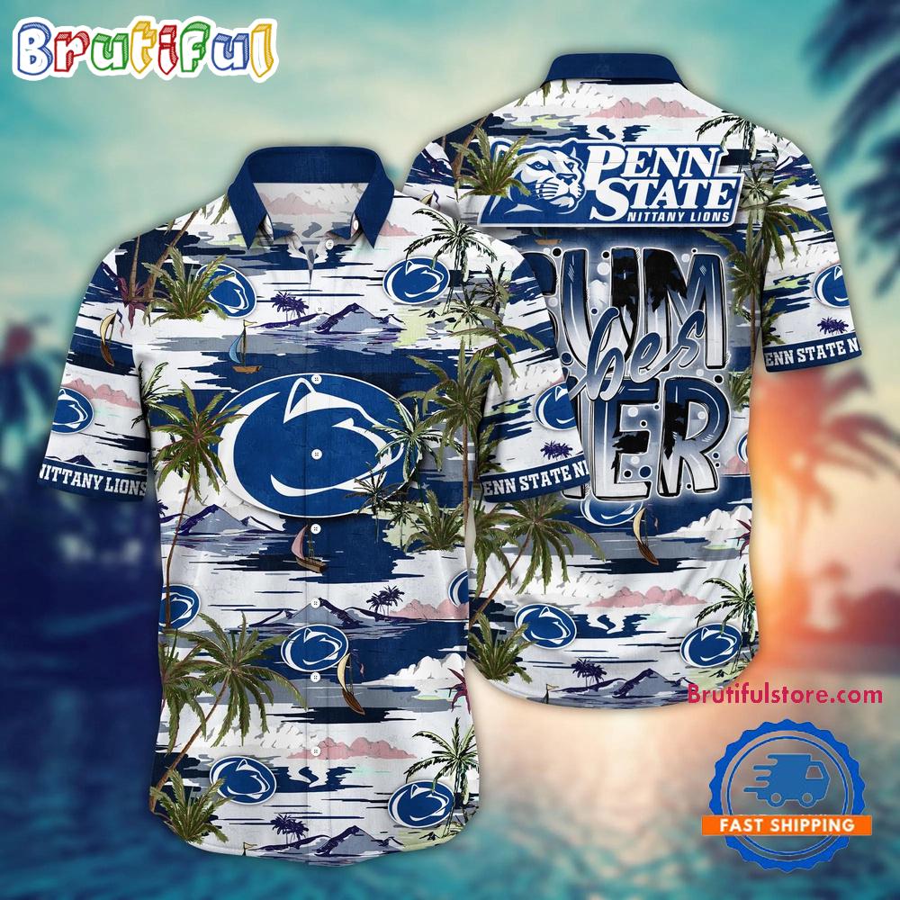 Sportswearmerch Penn State Nittany Lions NCAA Summer Beach Personalized Hawaiian Shirt For Fan