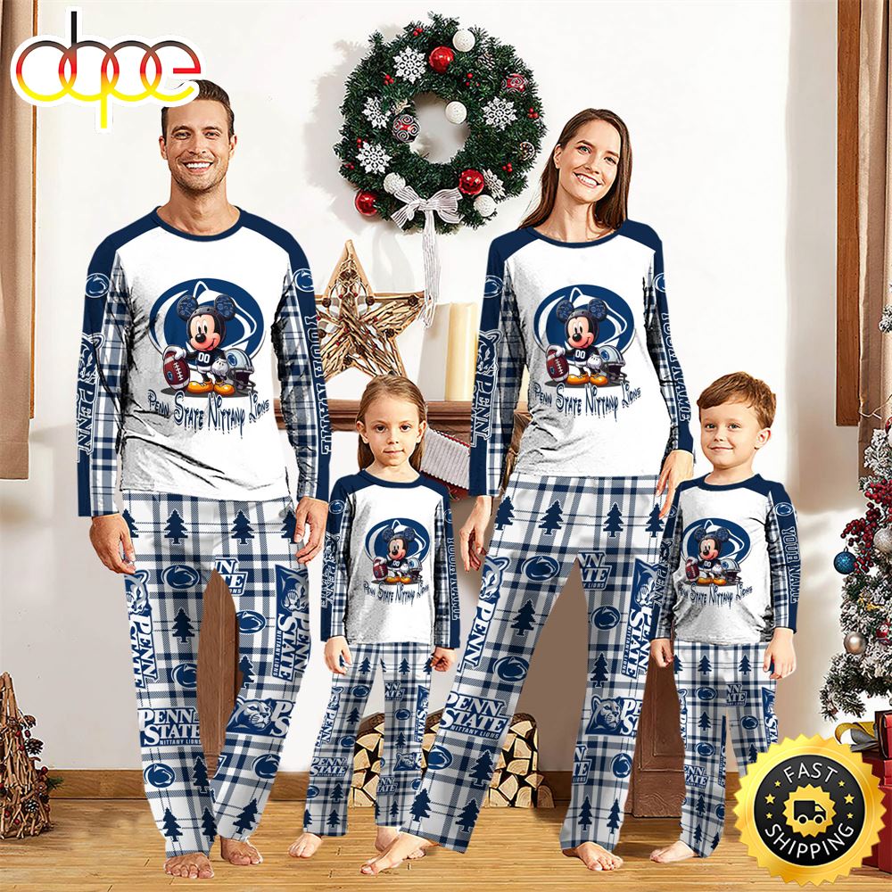 Sportswearmerch Penn State Nittany Lions NCAA x Mickey Mouse Personalized Pajamas Family For Fan