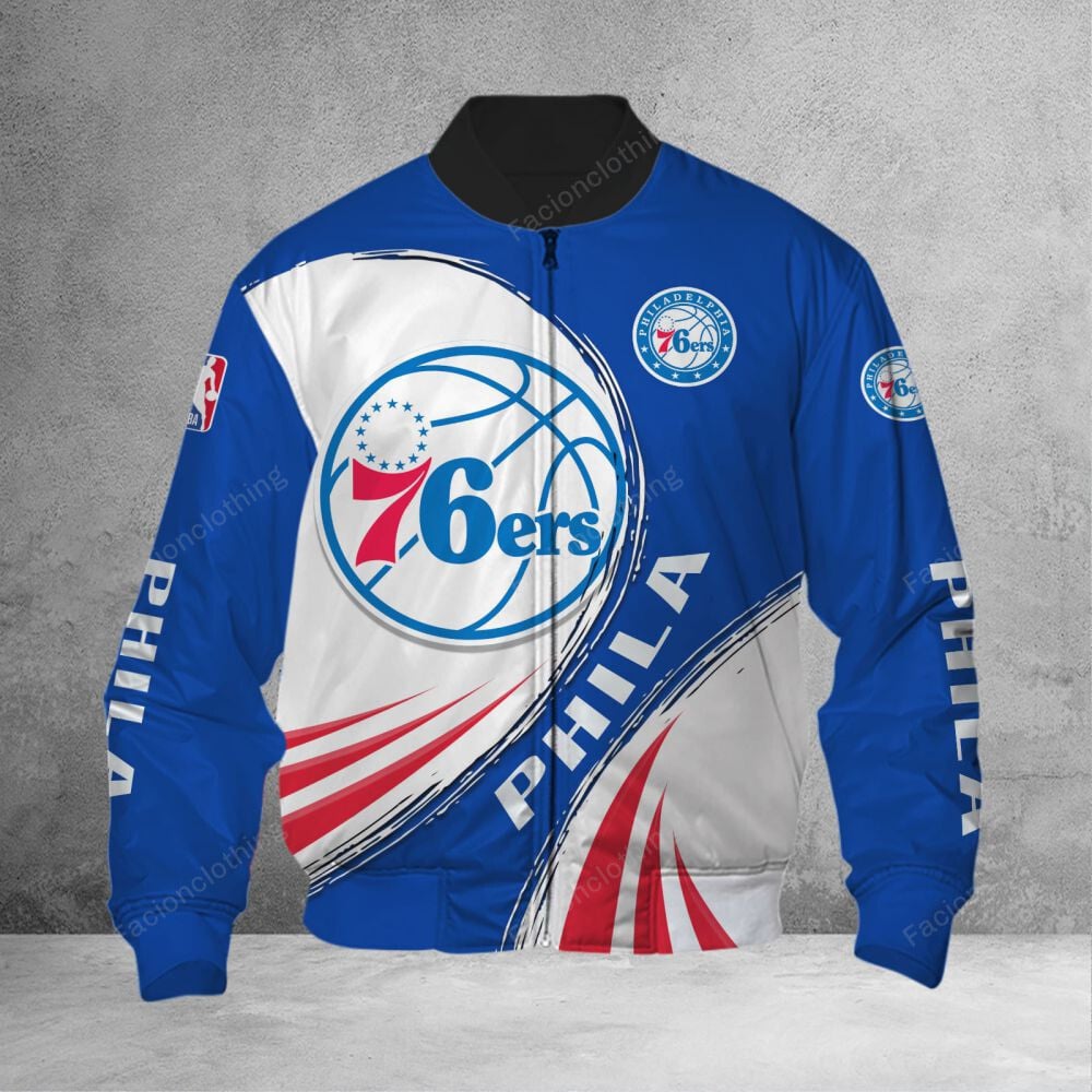 Sportswearmerch Philadelphia 76ers NBA Personalized Bomber Jacket For Fan