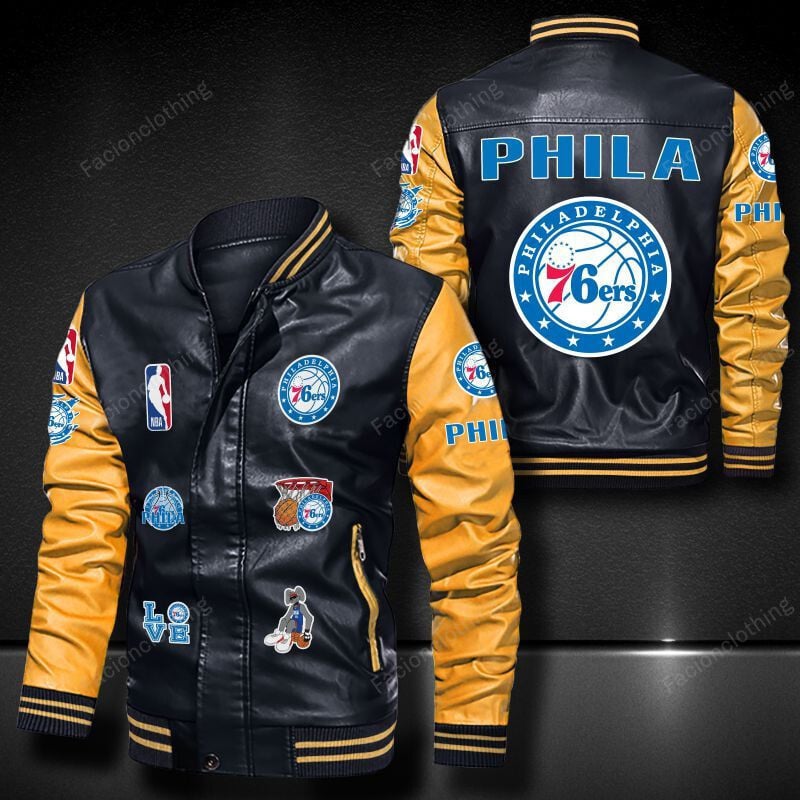 Sportswearmerch Philadelphia 76ers NBA Personalized Leather Bomber For Fan