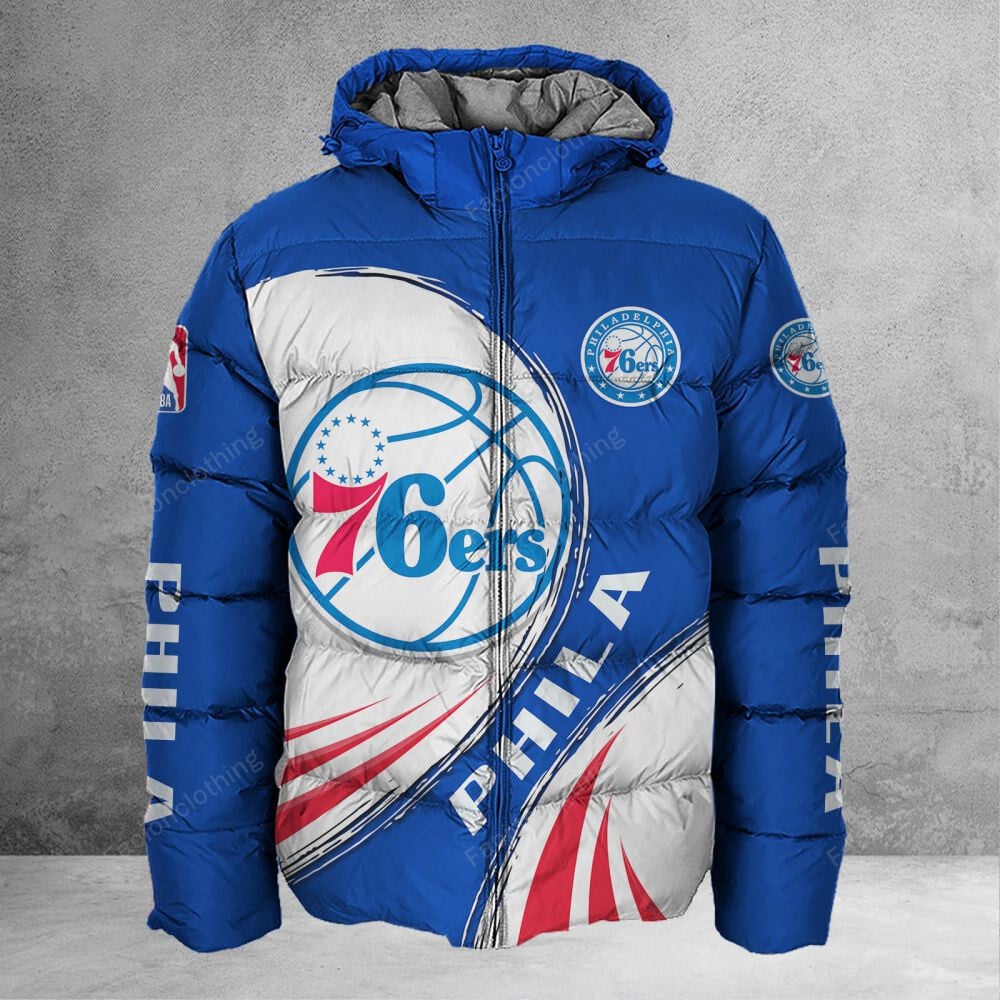 Sportswearmerch Philadelphia 76ers NBA Personalized Puffer Jacket For Fan