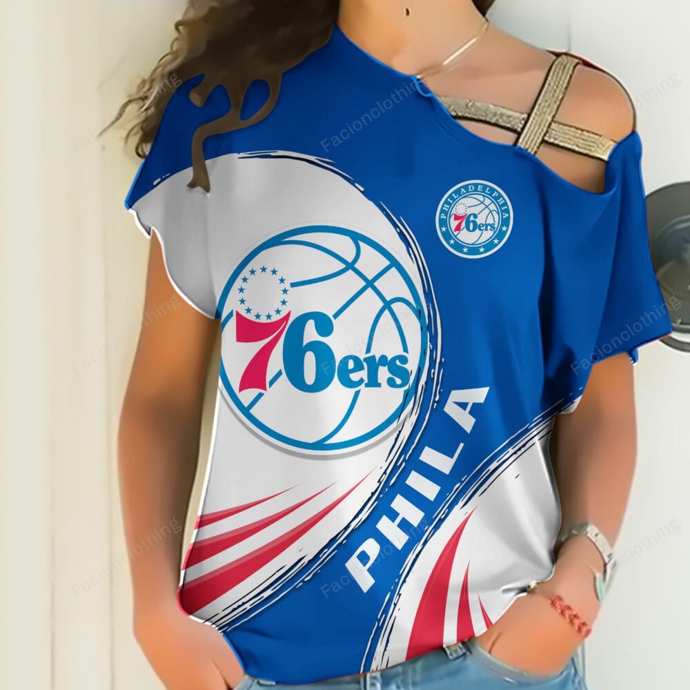 Sportswearmerch Philadelphia 76ers NBA Personalized Strapless Short Sleeve For Fan