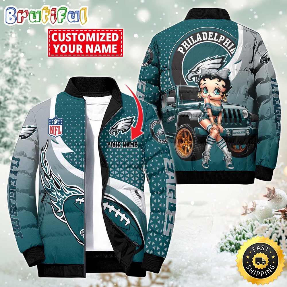 Sportswearmerch Philadelphia Eagles NFL Betty Boop Puffer Jacket For Fan