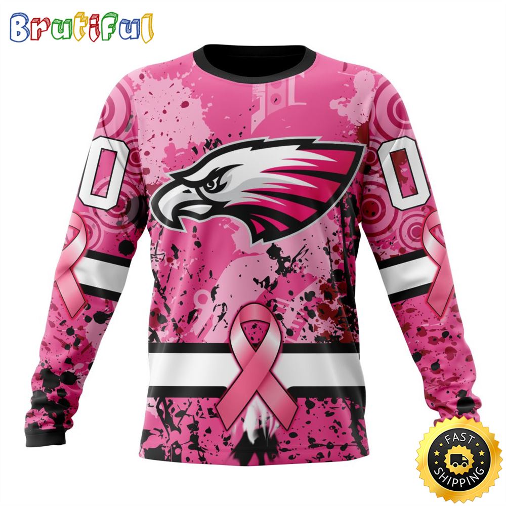 Sportswearmerch Philadelphia Eagles NFL Crewneck Breast Cancer Personalized Sweater For Fan