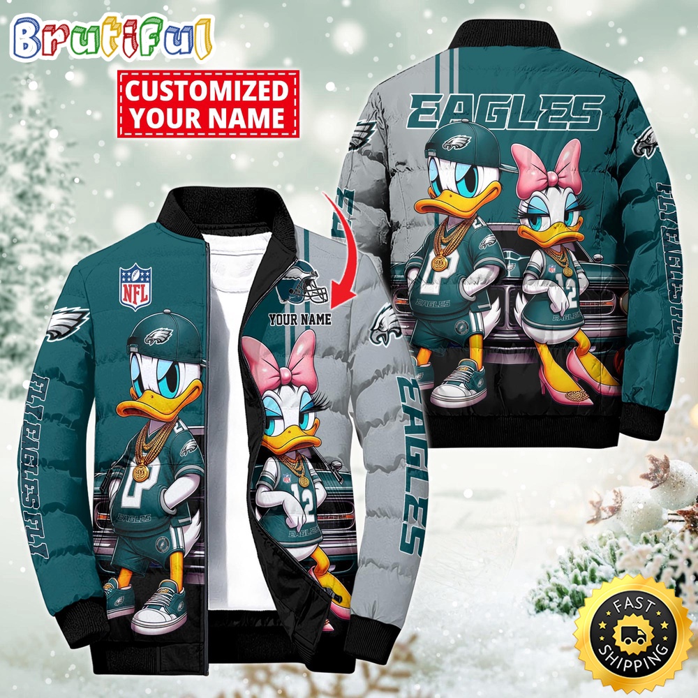 Sportswearmerch Philadelphia Eagles NFL Donald Duck Puffer Jacket For Fan