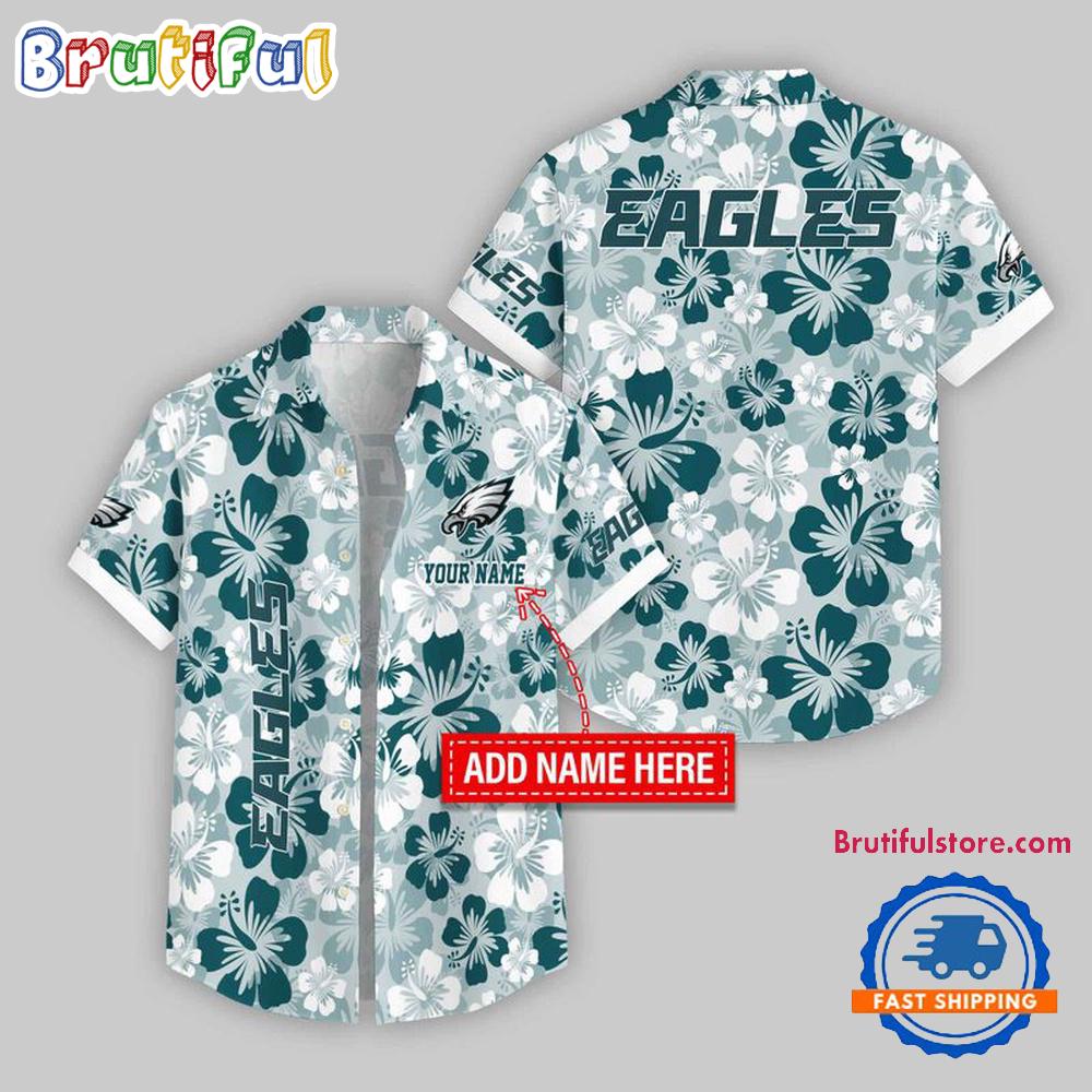Sportswearmerch Philadelphia Eagles NFL Flower Palm Tree Personalized Hawaiian Shirt For Fan