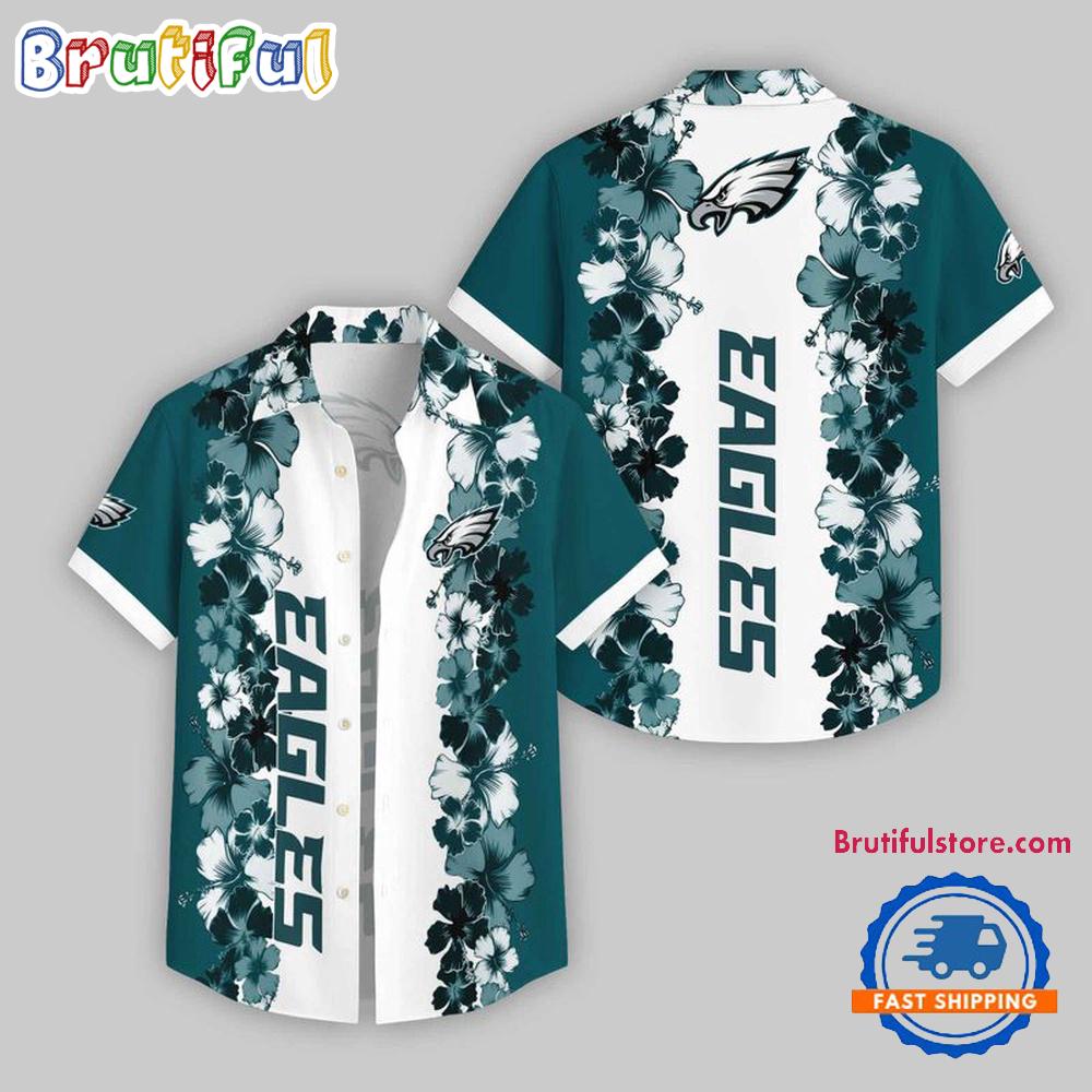 Sportswearmerch Philadelphia Eagles NFL Flower Pattern Summer Beach Personalized Hawaiian Shirt For Fan