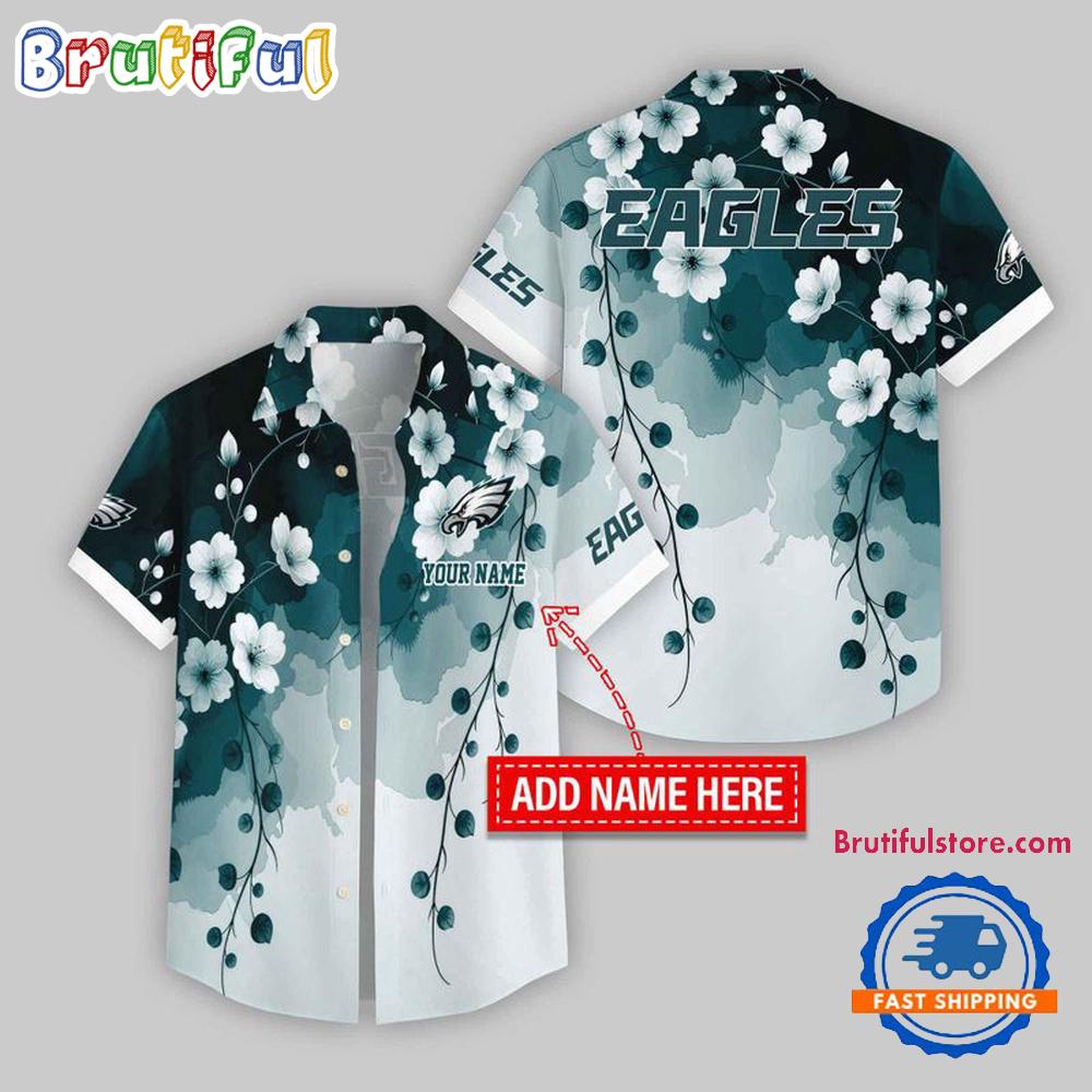 Sportswearmerch Philadelphia Eagles NFL Flower Pattern Trendy Summer Personalized Hawaiian Shirt For Fan