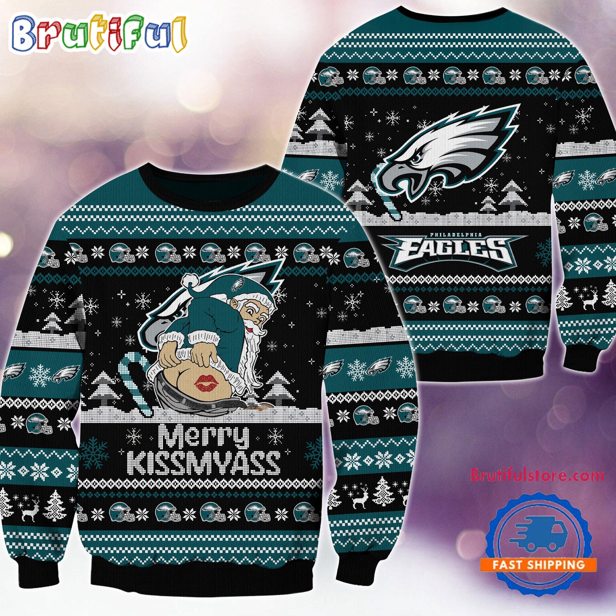Sportswearmerch Philadelphia Eagles NFL Funny Santa Claus Christmas Sweater For Fan