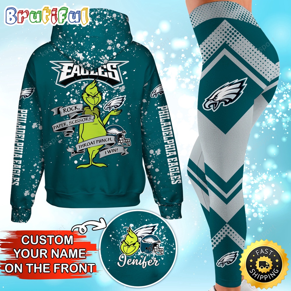 Sportswearmerch Philadelphia Eagles NFL Hoodie Leggings The Grinch For Fan